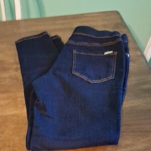 Tahari Blue Straight Cut Jeans with Contrast Stitching